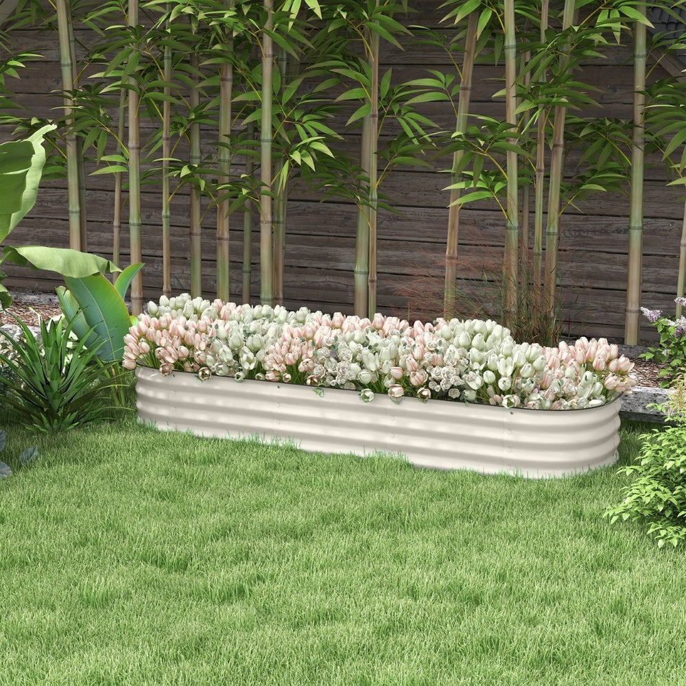 English Elm Outsunny 6.4' Galvanized Raised Garden Bed Kit - Durable Elevated Planter For Flowers, Herbs & Veggies W2225P172536-GIGA