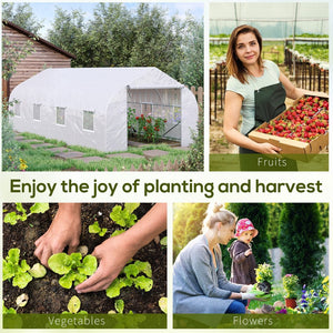 English Elm Outsunny 20' X 10' Walk-In Greenhouse With Heavy-Duty Steel Frame, Roll-Up Windows & Zipper Door W2225P164061-GIGA