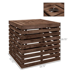 English Elm Outsunny Solid Wood Patio Storage Box with Umbrella Hole and Flat Top Table Surface W2225P164088