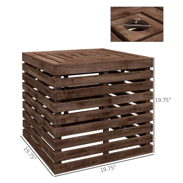 English Elm Outsunny Solid Wood Patio Storage Box with Umbrella Hole and Flat Top Table Surface W2225P164088