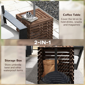English Elm Outsunny Solid Wood Patio Storage Box with Umbrella Hole and Flat Top Table Surface W2225P164088