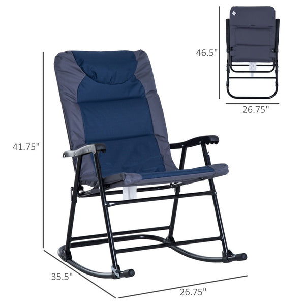 English Elm Outsunny 2-Piece Portable Rocking Chair Set For Outdoor Relaxation – Folding Design, Navy Blue Comfort W2225P172494-GIGA