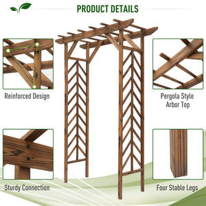 English Elm Outsunny 79In Classic Wooden Garden Arbor Arch Trellis For Climbing Vines & Elegant Ceremonies W2225P172567-GIGA