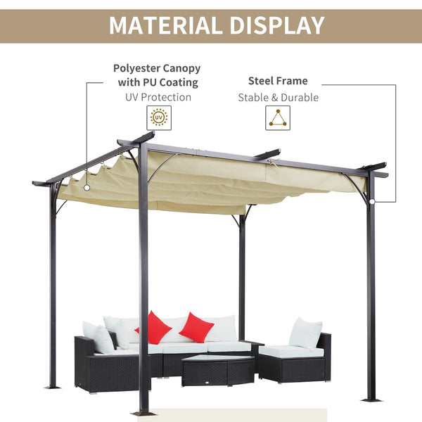 English Elm Outsunny 10' X 10' Retractable Pergola Canopy – Stylish Metal Shade Shelter For Patio & Garden Use W2225P164120-GIGA