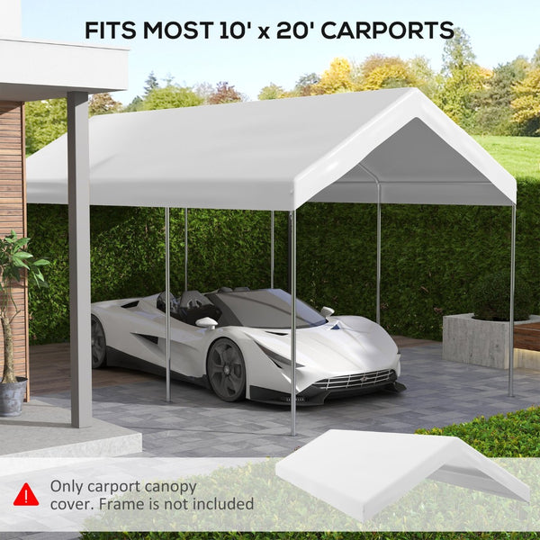 English Elm Outsunny 10' X 20' Carport Replacement Canopy Cover - Waterproof, Uv-Resistant, Easy Install! W2225P164083-GIGA
