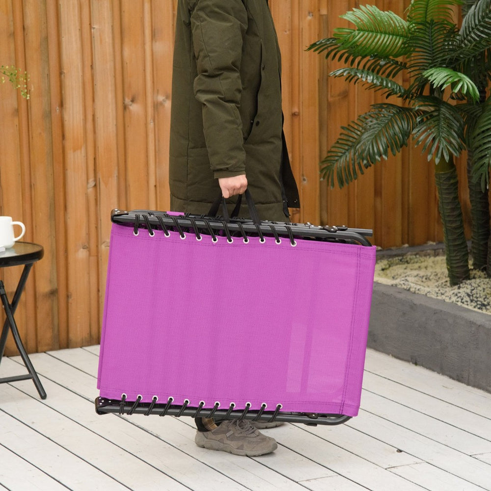 English Elm Outsunny Folding Chaise Lounge Chair - 4-Position Recline, Bungee Mesh, Lightweight, Purple Comfort! W2225P172490-GIGA