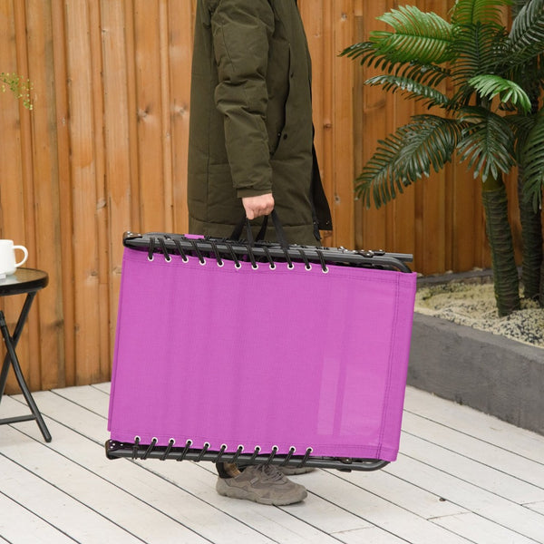 English Elm Outsunny Folding Chaise Lounge Chair - 4-Position Recline, Bungee Mesh, Lightweight, Purple Comfort! W2225P172490-GIGA