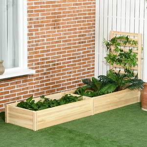 English Elm Outsunny Raised Garden Bed With Trellis, 2 Compartments, Easy Assembly For Outdoor Plants & Herbs W2225P172576-GIGA