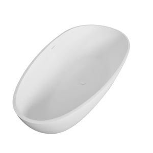 English Elm 66.9 Inch Stone Resin Freestanding Soaking Tub Matte White Sculptural Spa Bath W1613P162597