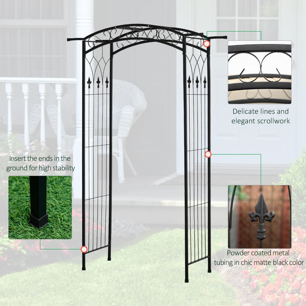 English Elm Outsunny 7Ft Elegant Outdoor Garden Arbor With Scrollwork Design - Perfect Wedding Arch & Trellis W2225P172493-GIGA