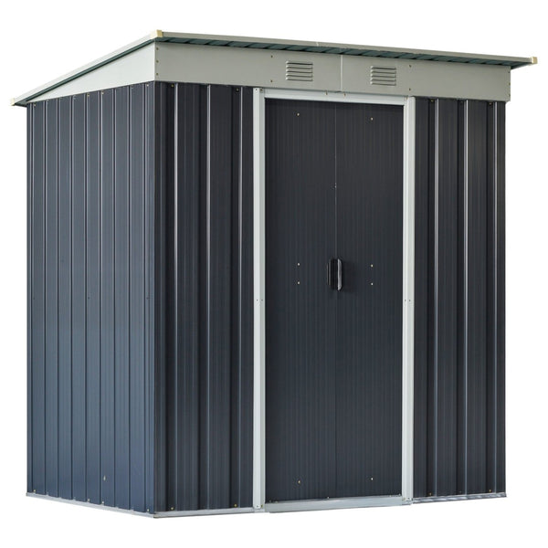 English Elm Outsunny 6' X 4' Lean-To Garden Shed - Durable Outdoor Storage With Double Sliding Doors & Vents W2225P164062-GIGA