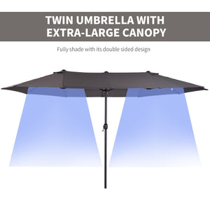 English Elm Outsunny Extra Large 15Ft Patio Umbrella – Durable Double-Sided Shade With Crank, Vents & Style W2225P164063-GIGA
