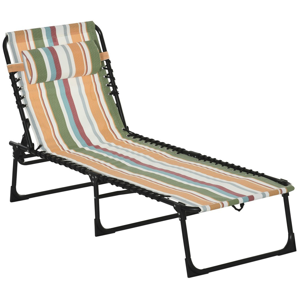 English Elm Outsunny Folding Chaise Lounge Chair – Colorful Outdoor Poolside Recliner With Pillow & Adjustable Backrest W2225P172488-GIGA