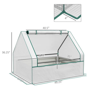 English Elm Outsunny Galvanized Raised Garden Bed & Mini Greenhouse For Herbs, Vegetables - Perfect For Patios! W2225P164067-GIGA