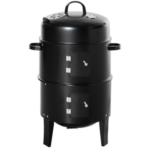 English Elm Outsunny 3-In-1 Vertical Charcoal Bbq Smoker & Grill, Dual Cooking Areas With Thermometer For Outdoor Fun W2225P172551-GIGA