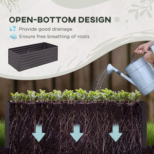 English Elm Outsunny Galvanized Raised Garden Bed Kit - Durable 6' X 3' Metal Planter For Vegetables & Herbs W2225P172571-GIGA