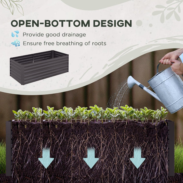English Elm Outsunny Galvanized Raised Garden Bed Kit - Durable 6' X 3' Metal Planter For Vegetables & Herbs W2225P172571-GIGA