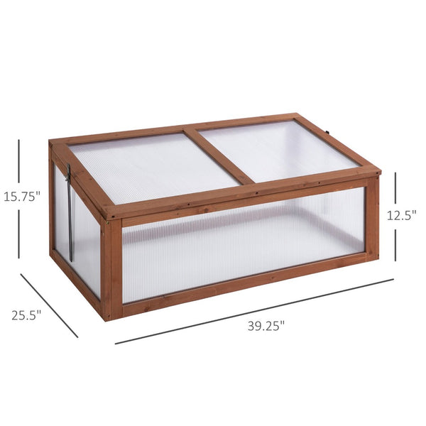 English Elm Outsunny Fir Wood Cold Frame Greenhouse Polycarbonate Panels Uv Protection Outdoor Planter W2225P164111