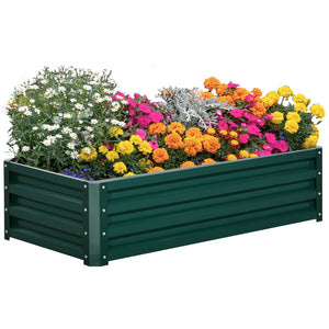 English Elm Outsunny Raised Garden Bed - 4' X 2' Galvanized Planter Box For Herbs, Vegetables, & Flowers W2225P172512-GIGA