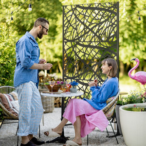 English Elm Outsunny Decorative Outdoor Privacy Screen - Twisted Branch Metal Divider For Gardens & Patios W2225P172519-GIGA