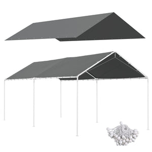 English Elm Outsunny 10' X 20' Heavy-Duty Carport Replacement Canopy Cover - Uv & Water Resistant, Dark Gray W2225P164070-GIGA