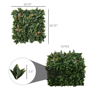 English Elm Outsunny Artificial Grass Wall Panels - 12 Pack 20" X 20" Weather-Resistant Greenery Decor For Indoor & Outdoor Spaces W2225P172544-GIGA