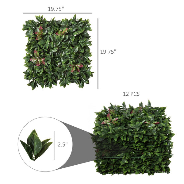 English Elm Outsunny Artificial Grass Wall Panels - 12 Pack 20" X 20" Weather-Resistant Greenery Decor For Indoor & Outdoor Spaces W2225P172544-GIGA