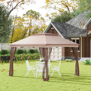 English Elm Outsunny 11' X 11' Pop-Up Canopy Tent With Zipper Netting - Instant Backyard Shade & Bug Protection W2225P164055-GIGA