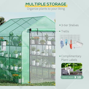 English Elm Outsunny 8' X 6' Walk-In Greenhouse - Uv-Protected, Ventilated Shelving For Year-Round Gardening Bliss W2225P164079-GIGA