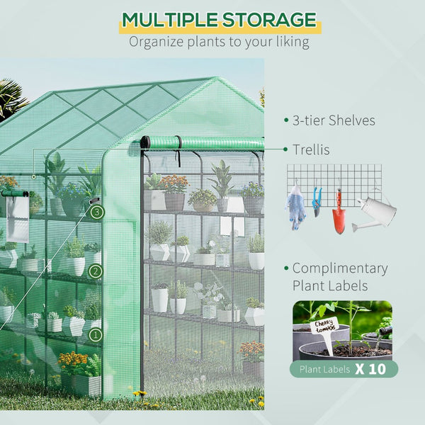 English Elm Outsunny 8' X 6' Walk-In Greenhouse - Uv-Protected, Ventilated Shelving For Year-Round Gardening Bliss W2225P164079-GIGA