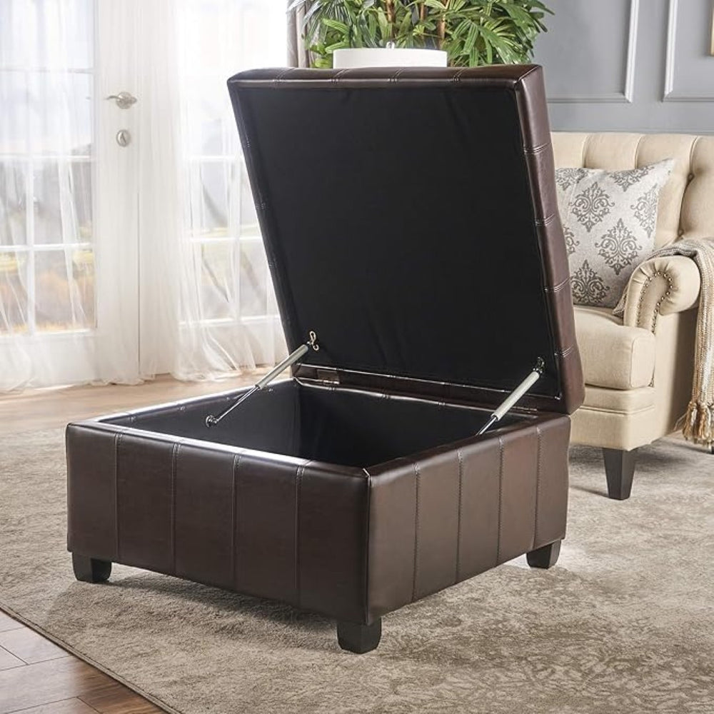 English Elm Isabella Tufted Storage Ottoman Plush Upholstered Seat for Living Room or Bedroom 52528.00PU