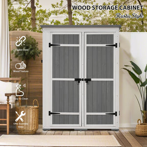English Elm TOPMAX Outdoor 5.5ft Wood Storage Shed Cabinet with Waterproof Asphalt Roof, Lockable Doors, Sturdy White+gray SP100016AAE