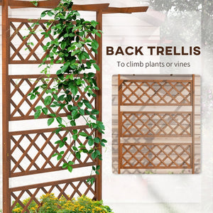 English Elm Outsunny Wood Planter With Trellis - Stylish Raised Garden Bed For Climbing Plants & Vegetables! W2225P172539-GIGA