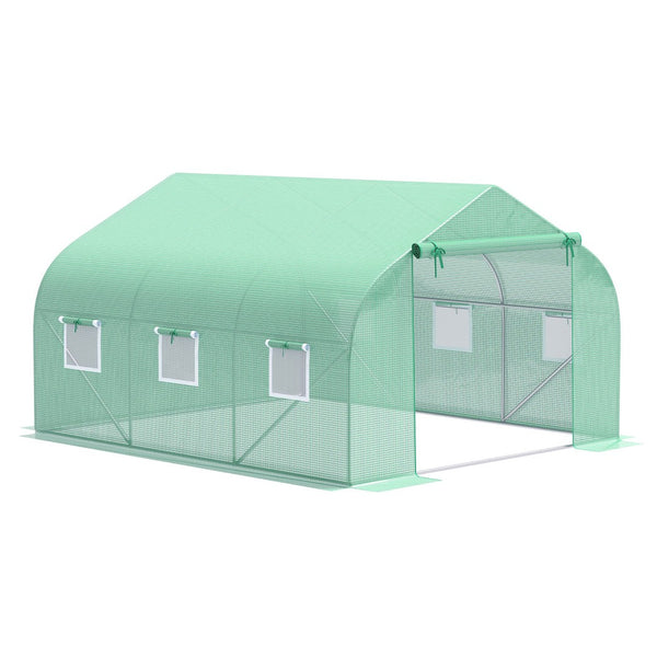 English Elm Outsunny 12' X 10' Walk-In Greenhouse With Roll-Up Windows, Heavy-Duty Frame & Zippered Door For Year-Round Gardening W2225P164073-GIGA