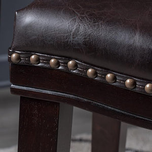 English Elm Christopher Knight Home® - 26" Elegant Saddle Counter Stool Set Of 4 With Nailhead Trim - Dark Brown Pu Upholstery & Sturdy Design 62474.00PU-2