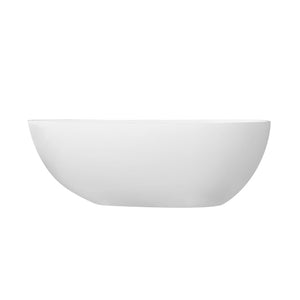 English Elm 66.9 Inch Stone Resin Freestanding Soaking Tub Matte White Sculptural Spa Bath W1613P162597