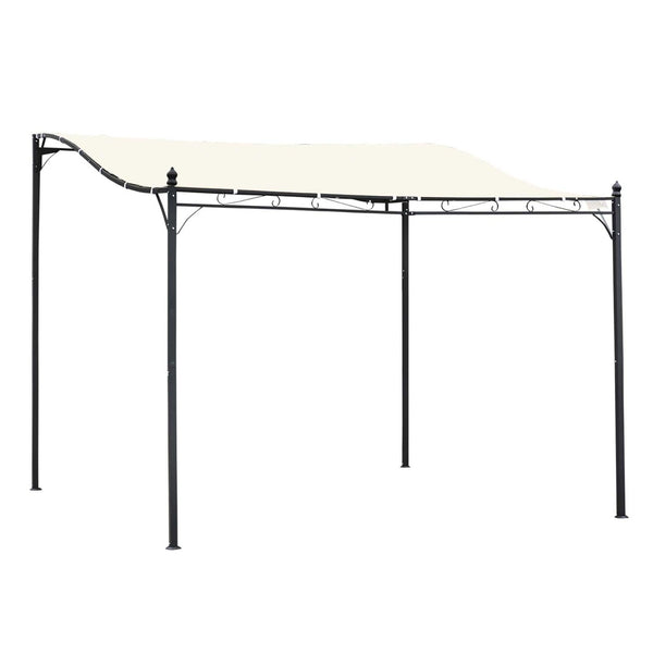English Elm Outsunny 10' X 10' Modern Steel Pergola Gazebo, Cream White Canopy For Stylish Backyard Shade W2225P164077-GIGA