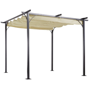 English Elm Outsunny 10' X 10' Retractable Pergola Canopy – Stylish Metal Shade Shelter For Patio & Garden Use W2225P164120-GIGA