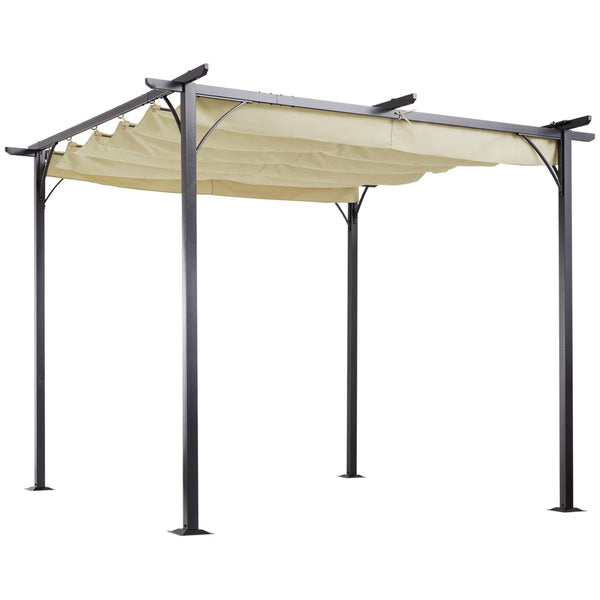English Elm Outsunny 10' X 10' Retractable Pergola Canopy – Stylish Metal Shade Shelter For Patio & Garden Use W2225P164120-GIGA