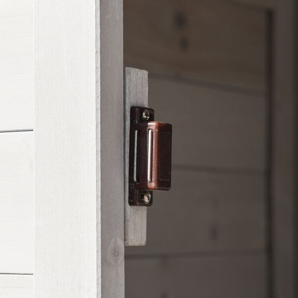 English Elm Outsunny 36" X 25" Wooden Storage Shed Cabinet - Durable 4-Tier Organizer With Lock, Light Grey Finish W2225P164099-GIGA