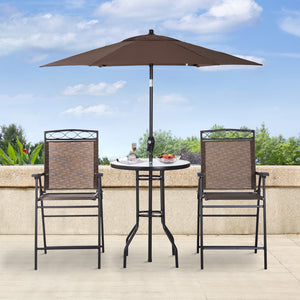 English Elm Outsunny 4-Piece Compact Outdoor Dining Set With Folding Chairs & Adjustable Umbrella For Patios W2225P172520-GIGA