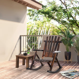 English Elm Outsunny Rustic Adirondack Wooden Rocking Chair - Comfortable, Durable, High Backrest For Outdoor Relaxation W2225P172577-GIGA