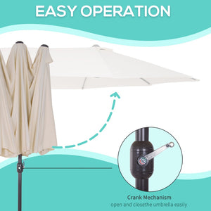 English Elm Outsunny Extra Large 15Ft Double-Sided Patio Umbrella With Crank Handle & Air Vents For Ultimate Shade W2225P164053-GIGA