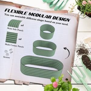 English Elm Outsunny 4.9' X 2' Galvanized Raised Garden Bed Kit - Durable Elevated Planter For Flowers & Veggies W2225P172528-GIGA