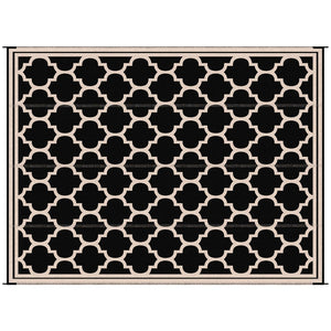 English Elm Outsunny Reversible Waterproof Outdoor Rug, 9' X 18' Portable Mat For Picnics, Beach, Rv, Black & Beige W2225P172518-GIGA