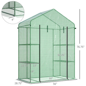 English Elm Outsunny 5' X 2.5' Portable Mini Walk-In Greenhouse Kit With 3-Tier Shelves, Roll-Up Door & Uv Cover W2225P164102-GIGA