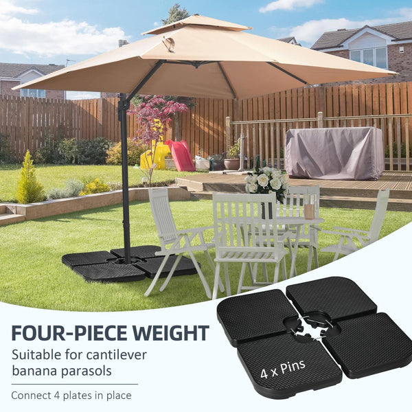 English Elm Outsunny 4-Piece Hdpe Patio Umbrella Base Weights – Sand Or Water-Filled For Offset Stability & Style W2225P164108-GIGA