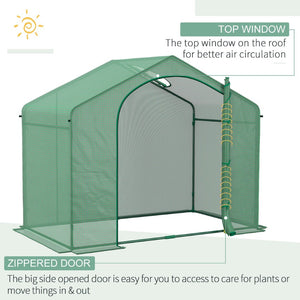 English Elm Outsunny 6' X 3' X 5' Portable Walk-In Greenhouse With Durable Steel Frame, Zipper Door & Ventilation W2225P164114-GIGA
