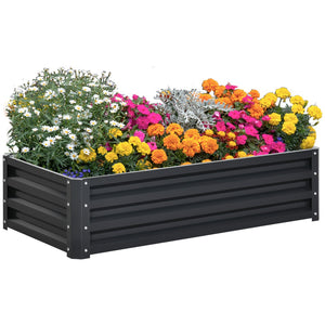 English Elm Outsunny 4' Galvanized Raised Garden Bed - Sturdy Planter Box For Vegetables, Herbs, And Flowers W2225P172556-GIGA