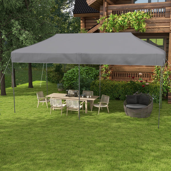 English Elm Outsunny 10' X 20' Instant Pop-Up Canopy Tent – Adjustable Height, Portable Shelter For Events, Gray W2225P200838-GIGA